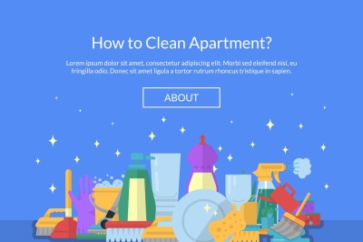 Vector cleaning flat icons website page template illustration