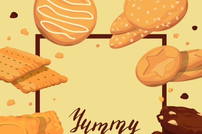 Vector frame with cartoon cookies