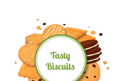 Vector cartoon cookies with place for text illustration