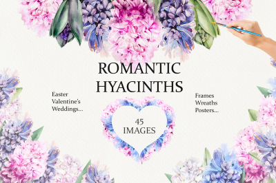 Watercolor Romantic Hyacinths