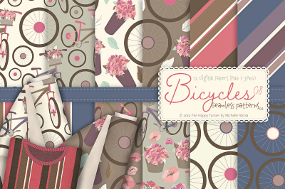 Bicycles 08 - Seamless Patterns &amp; Digital Papers 02