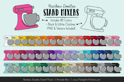 Rainbow Doodles Stand Mixer Clipart 