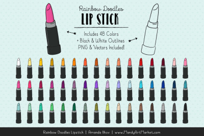 Rainbow Doodles Lipstick Clipart 
