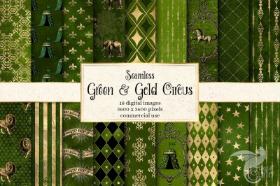 Green and Gold Circus Digital Paper