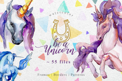 &nbsp;Unicorn violet Watercolor png