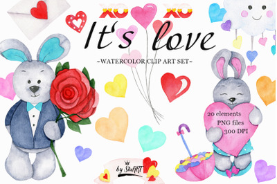 Watercolor Valentine&#039;s Day Clipart