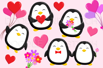 Valentines Penguin Clipart Illustrations
