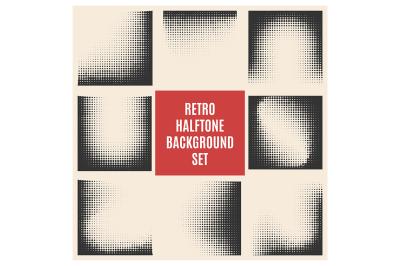 Retro Halftone Background Set