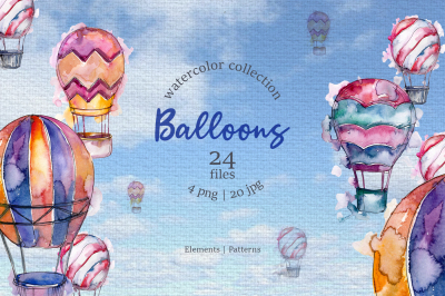 Balloons Watercolor blue png