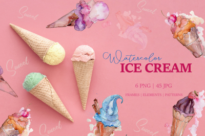 Appetizing ice cream Watercolor png