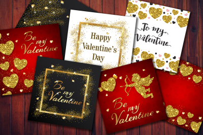Golden Glittering Valentine Cards