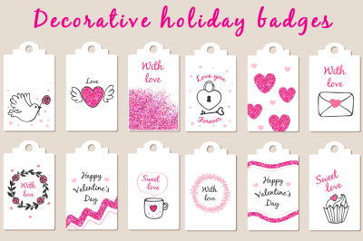 Decorative Holiday Valentine Badges