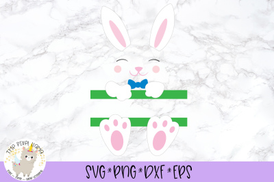 Bunny Boy Split Name Monogram Easter Basket SVG Cut File
