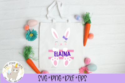 Bunny Girl Split Name Monogram Easter Basket SVG Cut File
