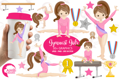 Gymnast girls clipart  MINI-BUNDLE AMB-2136