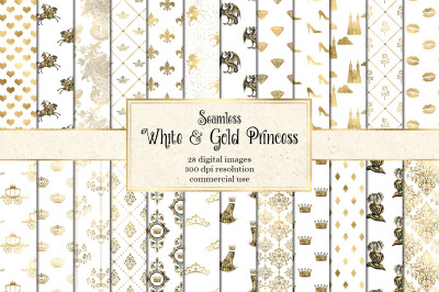 White and Gold Princess Digital Paper