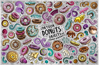 Donuts Cartoon Vector Objects Set