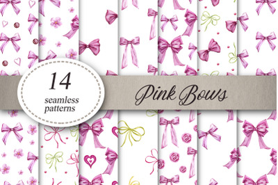 Funny bows. Watercolor seamless pattern.