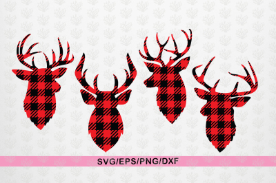 Buffalo Plaid Deer - Christmas SVG EPS DXF PNG