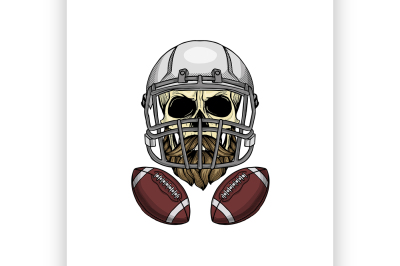 Sketch color skull american football