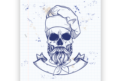 Hand drawn sketch&2C; color skull