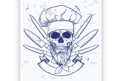 Hand drawn sketch&2C; color skull