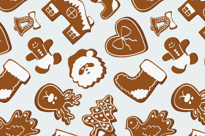 Vector set of gingerbread cookies pattern