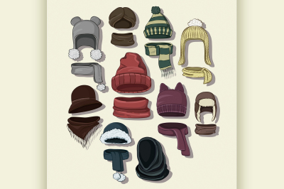 Winter or autumn headwear collection