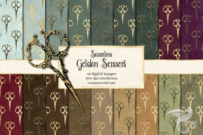 Golden Scissors Digital Paper