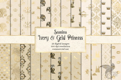 Ivory and Gold Princess Digital Paper