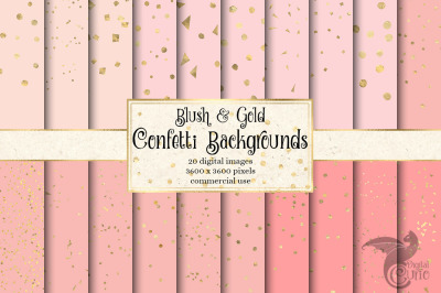 Blush and Gold Confetti Digital Paper