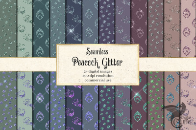 Peacock Glitter Digital Paper