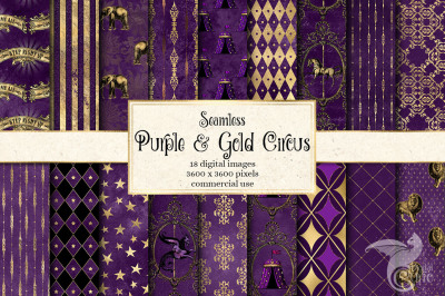 Purple and Gold Circus Digital Paper