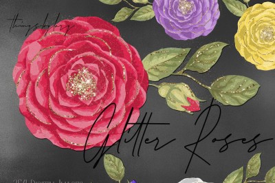 254 Rose with Gold Glitter Dust Digital Images Save The Date