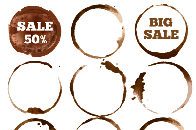 Coffee labels. Watercolor dirty ring stain logo. Vector illustration s