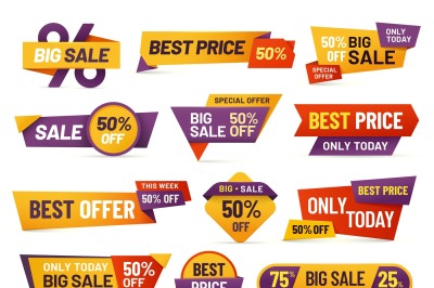 Retail sale tags. Cheap price flyer&2C; best offer price and big sale pri