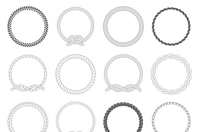 Round rope frame. Circle ropes, rounded border and decorative marine c