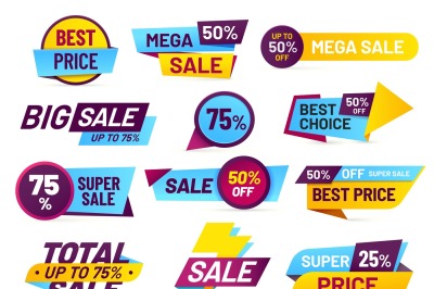 Sale tags. Retail sales stickers&2C; promotion price label and store pric