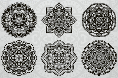 6 Various Hand Drawn Mandalas