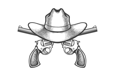 Revolvers with Cowboy Hat