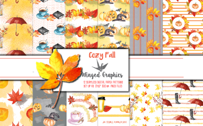Autumn/ Fall: digital seamless pattern set