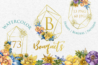 Bouquets Yellow Watercolor png