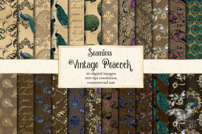 Vintage Peacock Digital Paper