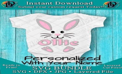 Personalized Easter SVG Hoppy Easter, Bunny SVG design, Easter Rabbit