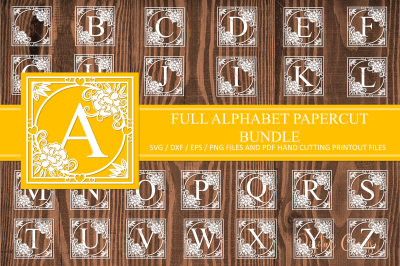 Alphabet paper cut designs