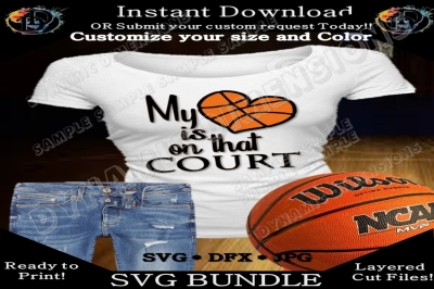 Basketball svg My Heart is on that court Bundle Svg Basketball Svg Bun