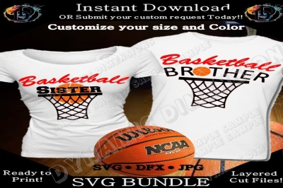 Basketball Brother and Sister Svg Basketball Bundle Svg Basketball Svg