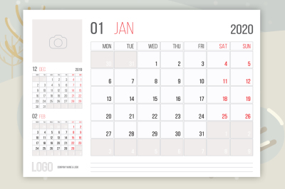 Calendar 2020 Business Planner Design