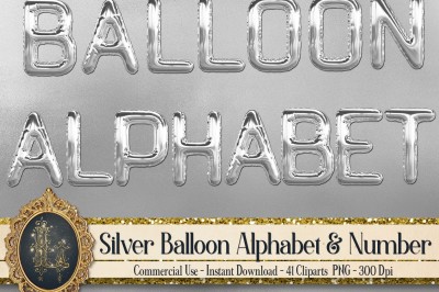 41 Silver Balloon Alphabet Number Symbol PNG Clip arts