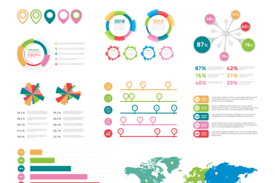 Flat infographic elements. Presentation chart elements vector set